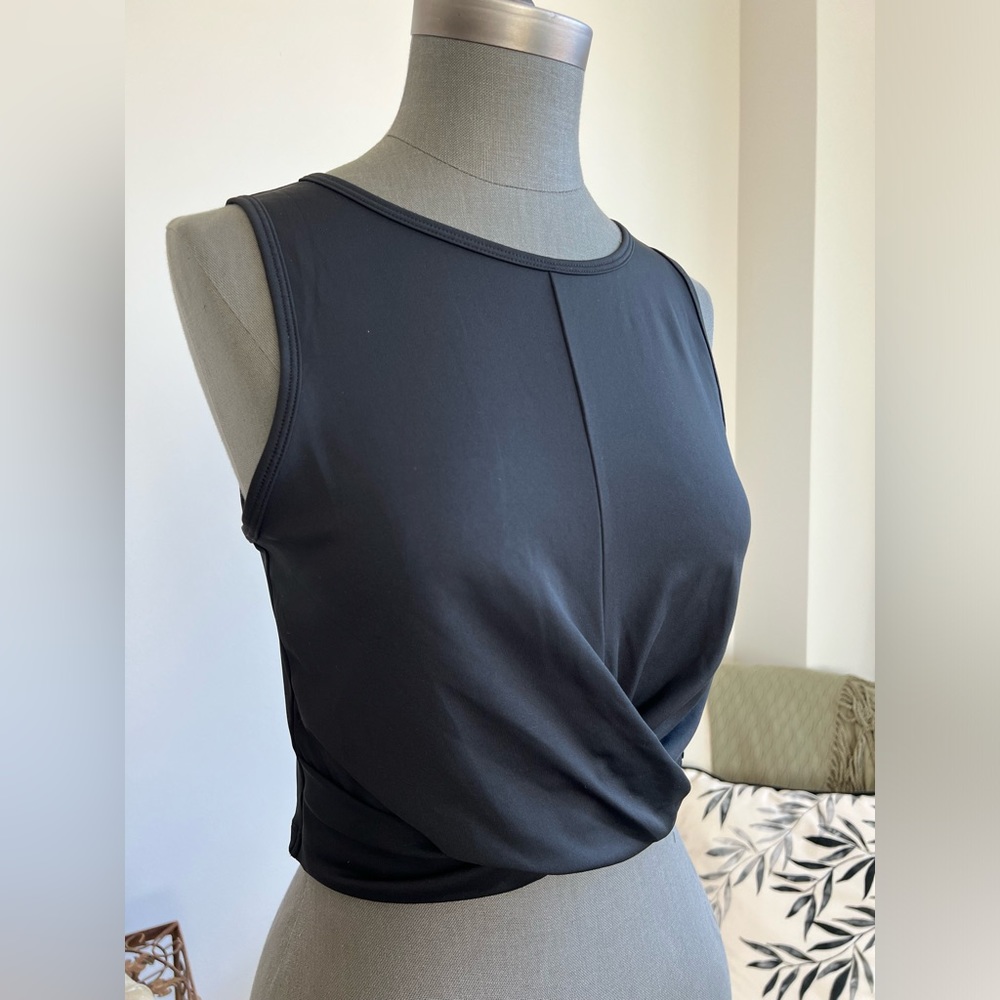 Black Twist Front Athletic Tank 90 Degree by Reflex